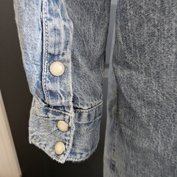 Lucky Brand Denim Shirt Dress XL Boho Western Coastal Cowgirl Festival - Picture 7 of 16